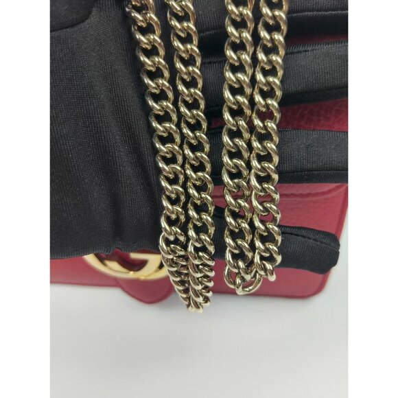 Pre-owned Gucci Dollar Calfskin Interlocking G Small Shoulder/Crossbody Bag Red - Picture 7 of 14